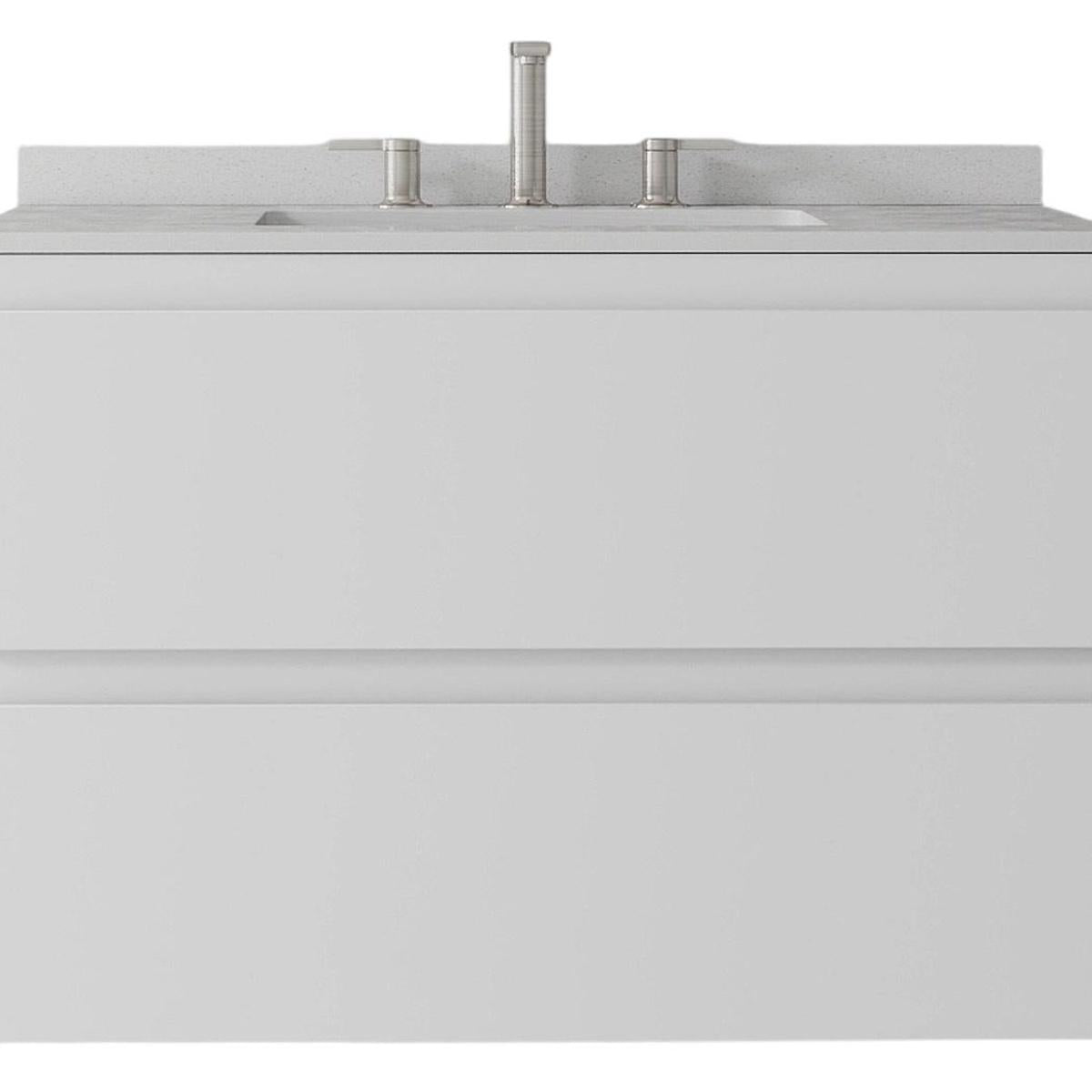 30" White Wood Floating Bathroom Vanity With Sink And Two Drawers - HomeRoots - Flyclothing LLC