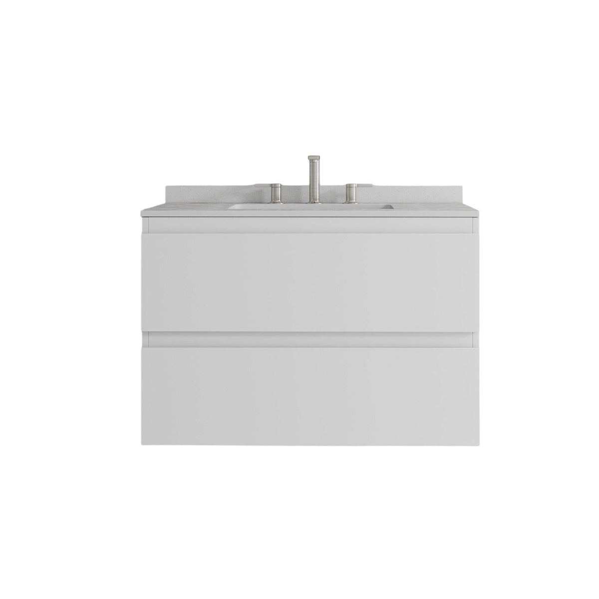 30" White Wood Floating Bathroom Vanity With Sink And Two Drawers - HomeRoots - Flyclothing LLC
