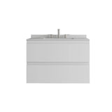 30" White Wood Floating Bathroom Vanity With Sink And Two Drawers - HomeRoots - Flyclothing LLC