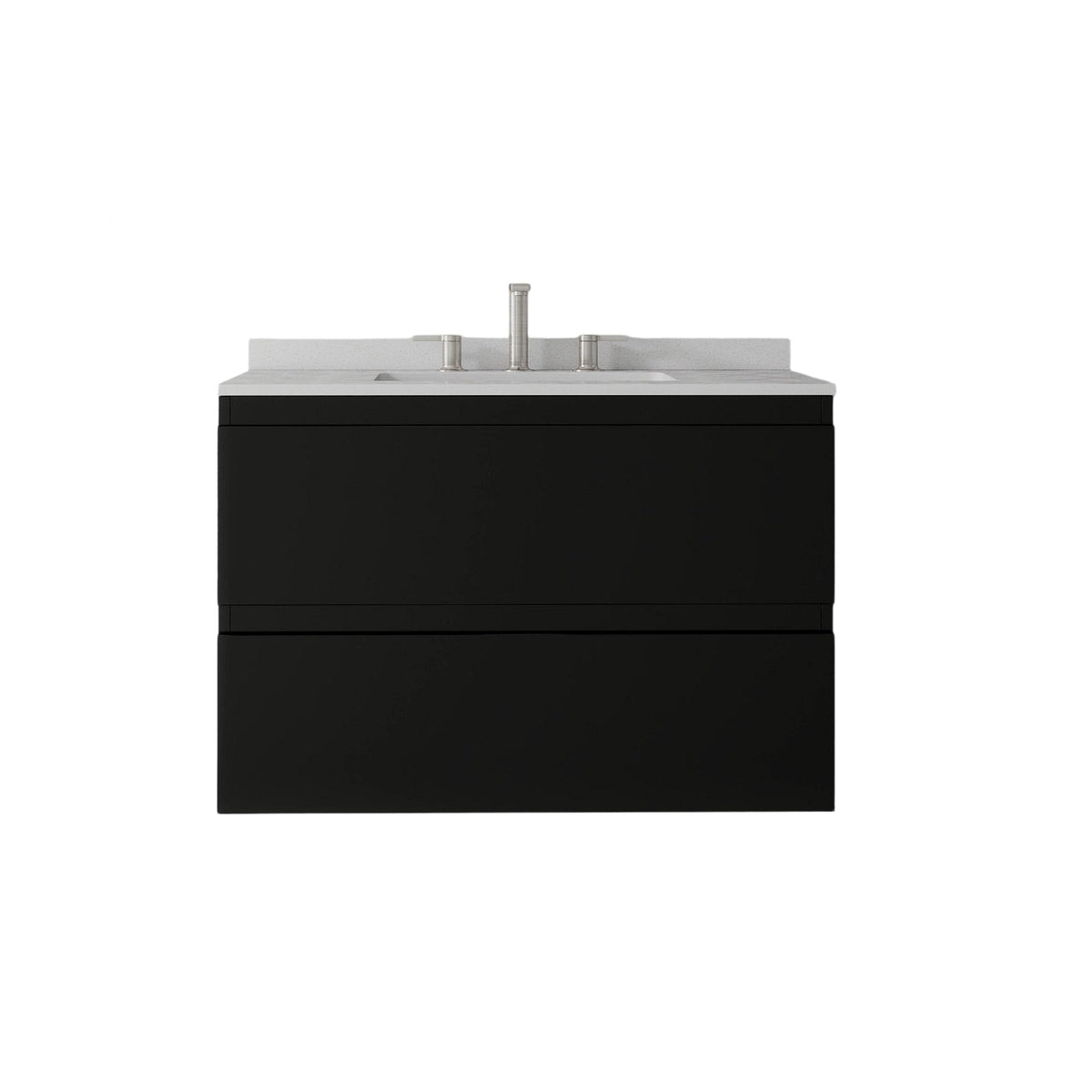 30" Black Wood Floating Bathroom Vanity With White Sink And Two Drawers - HomeRoots - Flyclothing LLC