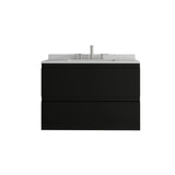 30" Black Wood Floating Bathroom Vanity With White Sink And Two Drawers - HomeRoots - Flyclothing LLC