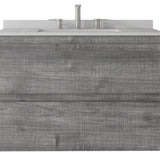 30" Gray Wood Floating Bathroom Vanity With White Sink And Two Drawers - HomeRoots - Flyclothing LLC