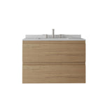 30" Brown Wood Floating Bathroom Vanity With White Sink And Two Drawers - HomeRoots - Flyclothing LLC