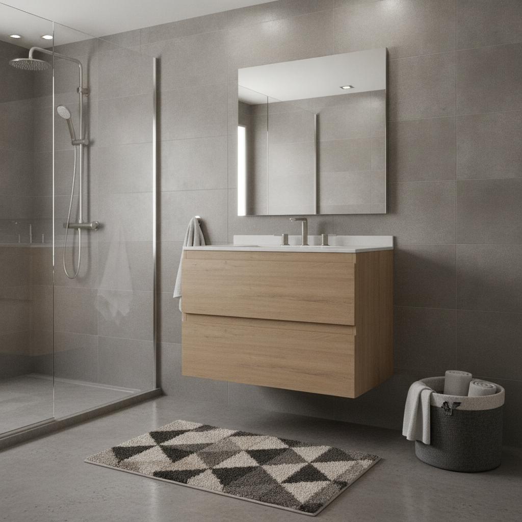 30" Brown Wood Floating Bathroom Vanity With White Sink And Two Drawers - HomeRoots - Flyclothing LLC