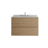30" Brown Wood Floating Bathroom Vanity With White Sink And Two Drawers - HomeRoots - Flyclothing LLC