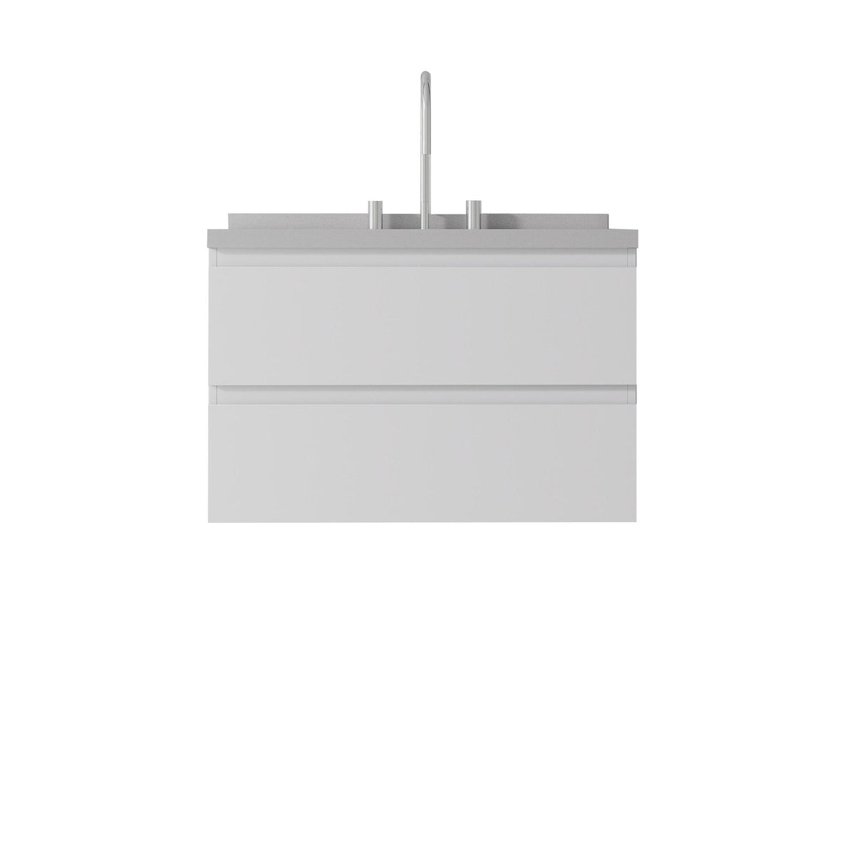 30" White Wood Floating Bathroom Vanity With Sink And Two Drawers - HomeRoots - Flyclothing LLC