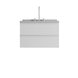30" White Wood Floating Bathroom Vanity With Sink And Two Drawers - HomeRoots - Flyclothing LLC