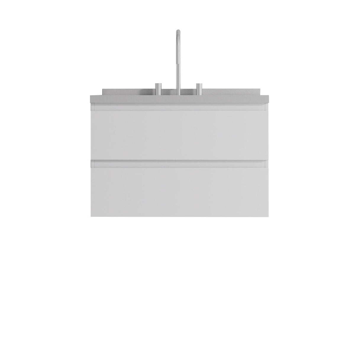 30" White Wood Floating Bathroom Vanity With Sink And Two Drawers - HomeRoots - Flyclothing LLC