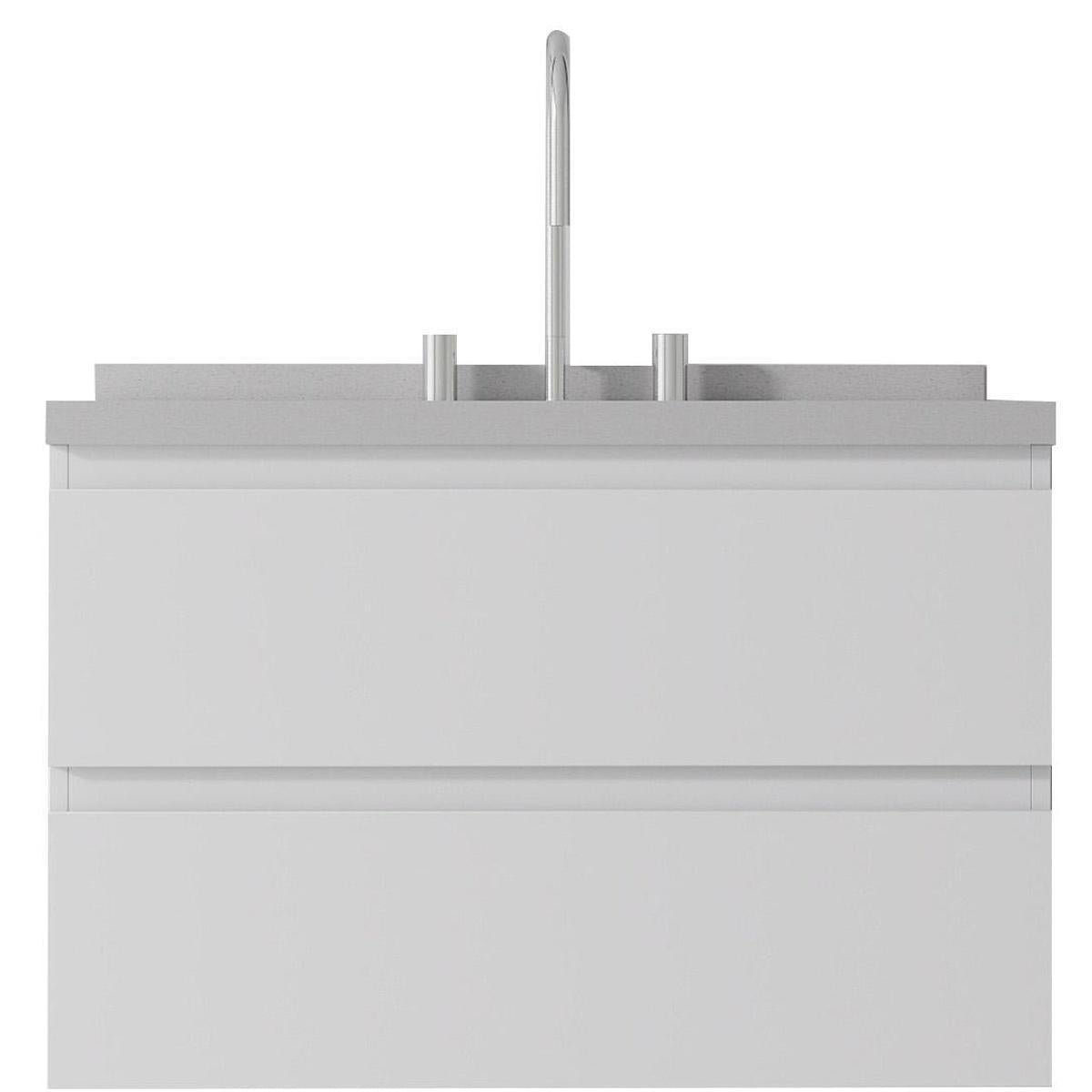 30" White Wood Floating Bathroom Vanity With Sink And Two Drawers - HomeRoots - Flyclothing LLC