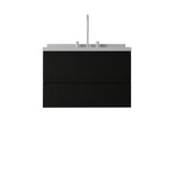 30" Black Wood Floating Bathroom Vanity With White Sink And Two Drawers - HomeRoots - Flyclothing LLC