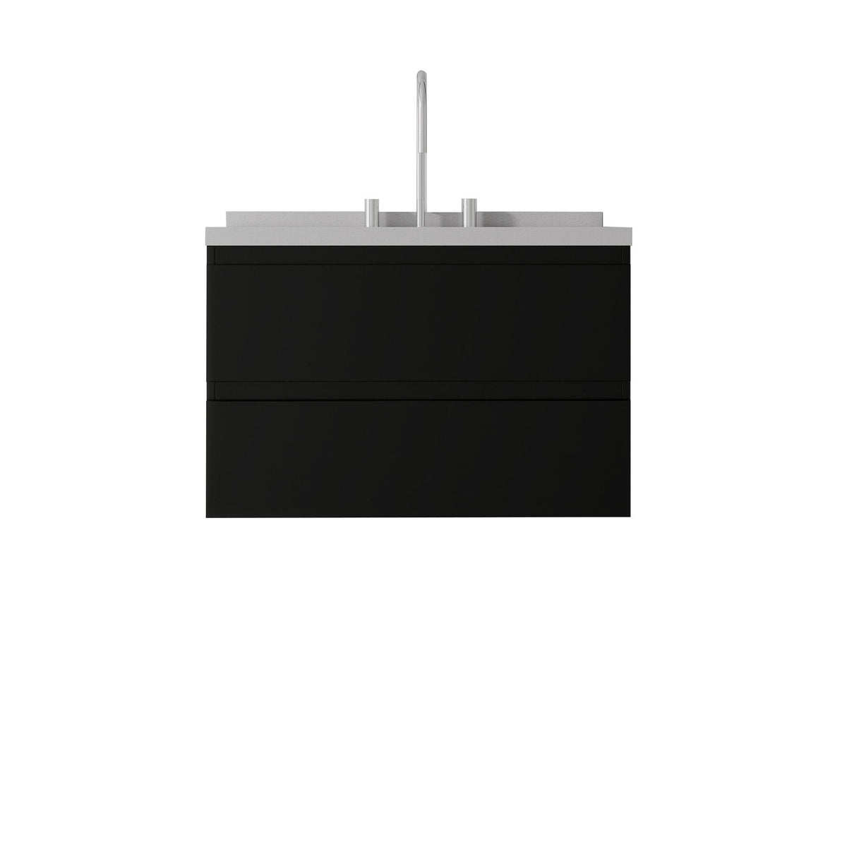 30" Black Wood Floating Bathroom Vanity With White Sink And Two Drawers - HomeRoots - Flyclothing LLC