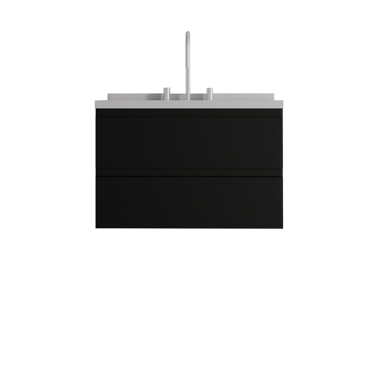 30" Black Wood Floating Bathroom Vanity With White Sink And Two Drawers - HomeRoots - Flyclothing LLC