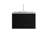 30" Black Wood Floating Bathroom Vanity With White Sink And Two Drawers - HomeRoots - Flyclothing LLC