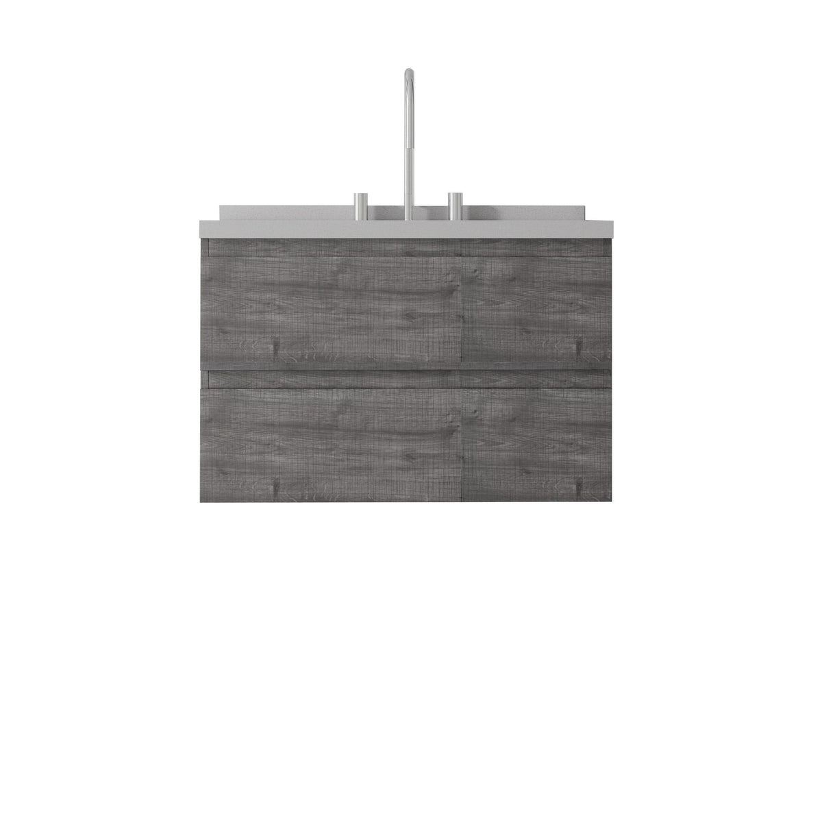 30" Gray Wood Floating Bathroom Vanity With White Sink And Two Drawers - HomeRoots - Flyclothing LLC