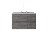 30" Gray Wood Floating Bathroom Vanity With White Sink And Two Drawers - HomeRoots - Flyclothing LLC
