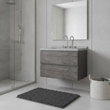 30" Gray Wood Floating Bathroom Vanity With White Sink And Two Drawers - HomeRoots - Flyclothing LLC