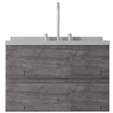 30" Gray Wood Floating Bathroom Vanity With White Sink And Two Drawers - HomeRoots - Flyclothing LLC