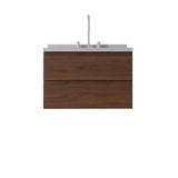 30" Brown Wood Floating Bathroom Vanity With White Sink And Two Drawers - HomeRoots - Flyclothing LLC