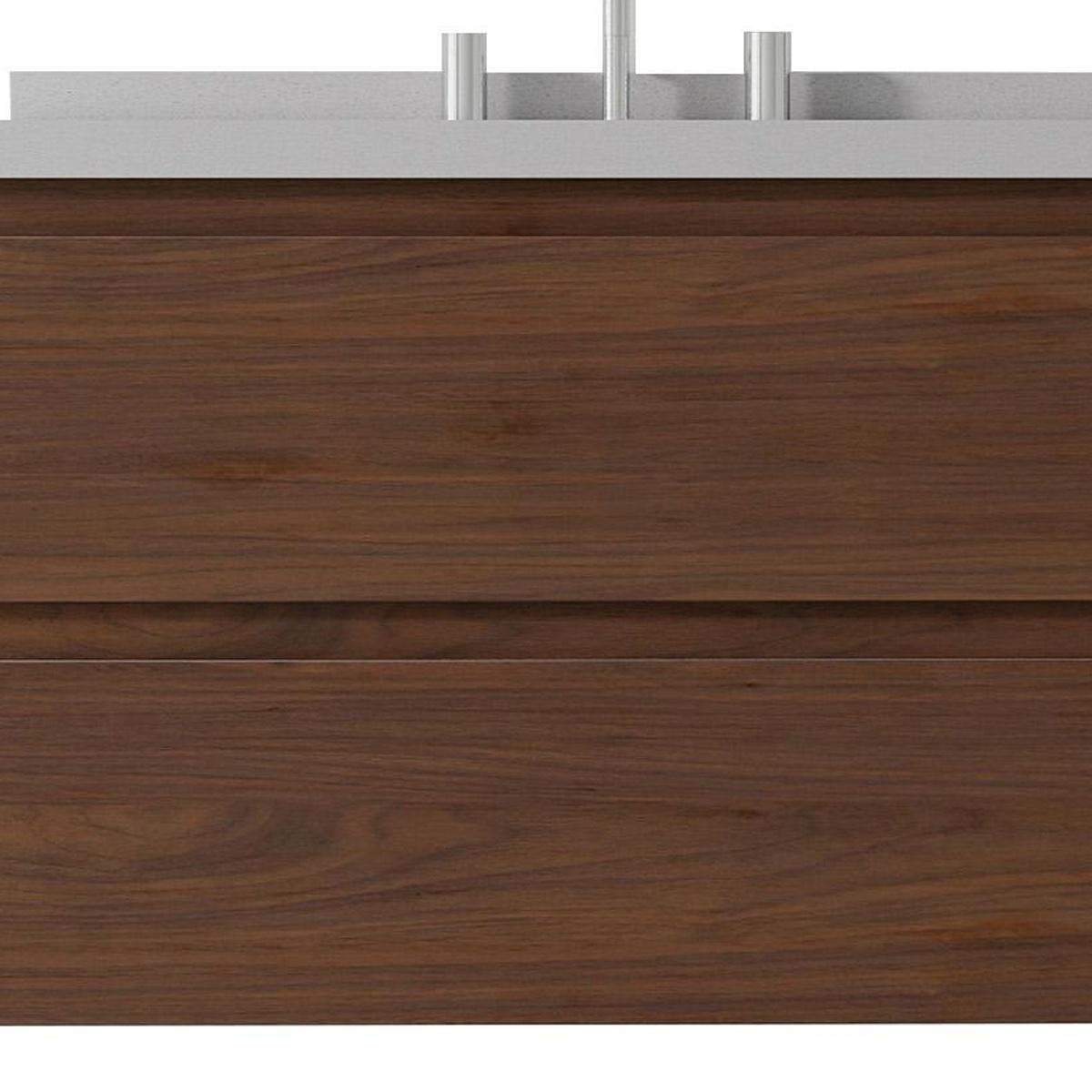30" Brown Wood Floating Bathroom Vanity With White Sink And Two Drawers - HomeRoots - Flyclothing LLC