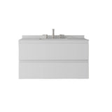 36" White Wood Floating Bathroom Vanity With Sink And Two Drawers - HomeRoots - Flyclothing LLC