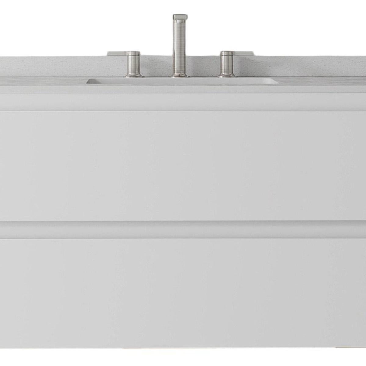 36" White Wood Floating Bathroom Vanity With Sink And Two Drawers - HomeRoots - Flyclothing LLC