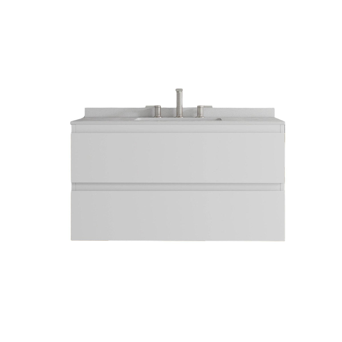 36" White Wood Floating Bathroom Vanity With Sink And Two Drawers - HomeRoots - Flyclothing LLC