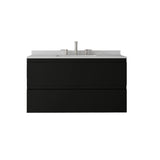 36" Black Wood Floating Bathroom Vanity With White Sink And Two Drawers - HomeRoots - Flyclothing LLC