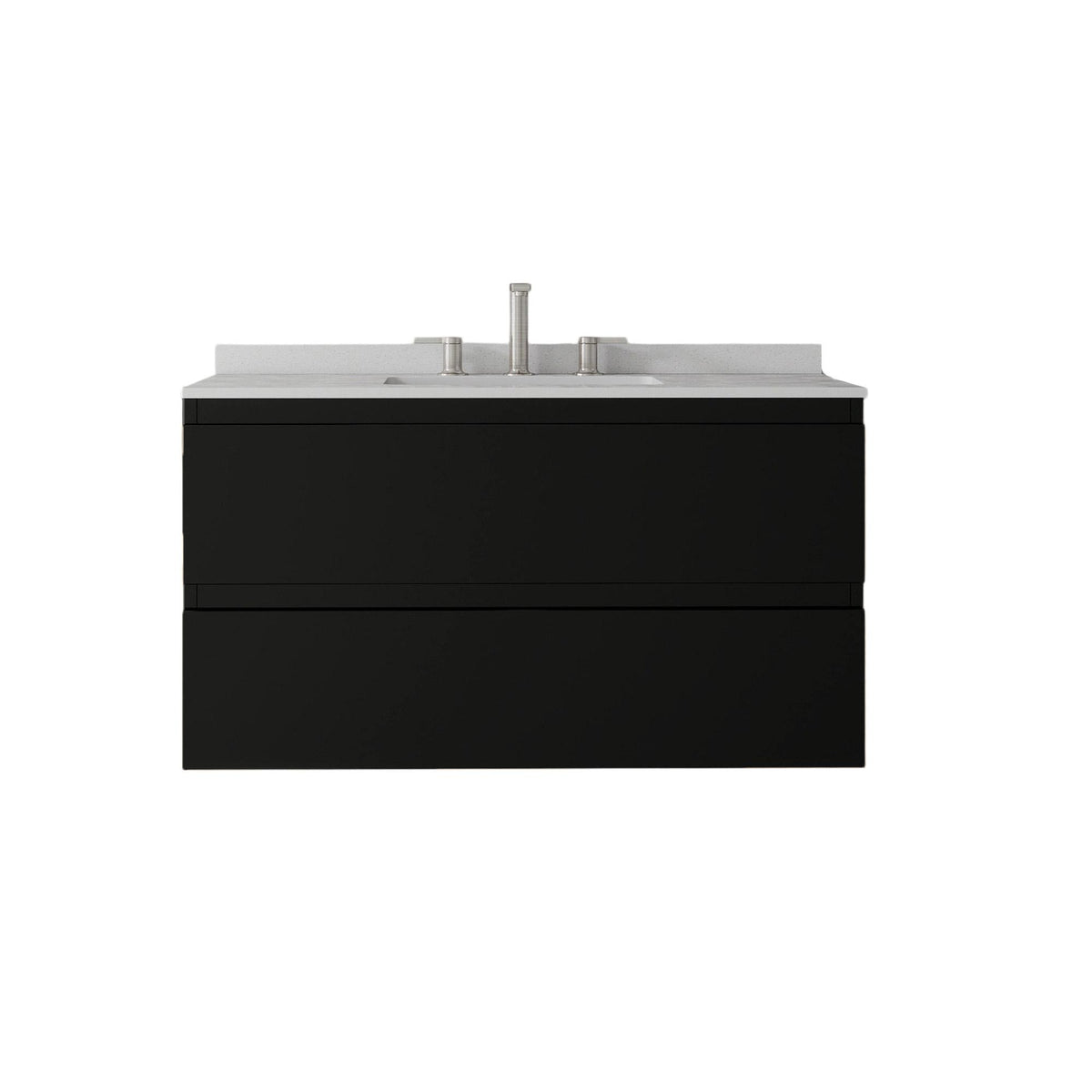 36" Black Wood Floating Bathroom Vanity With White Sink And Two Drawers - HomeRoots - Flyclothing LLC