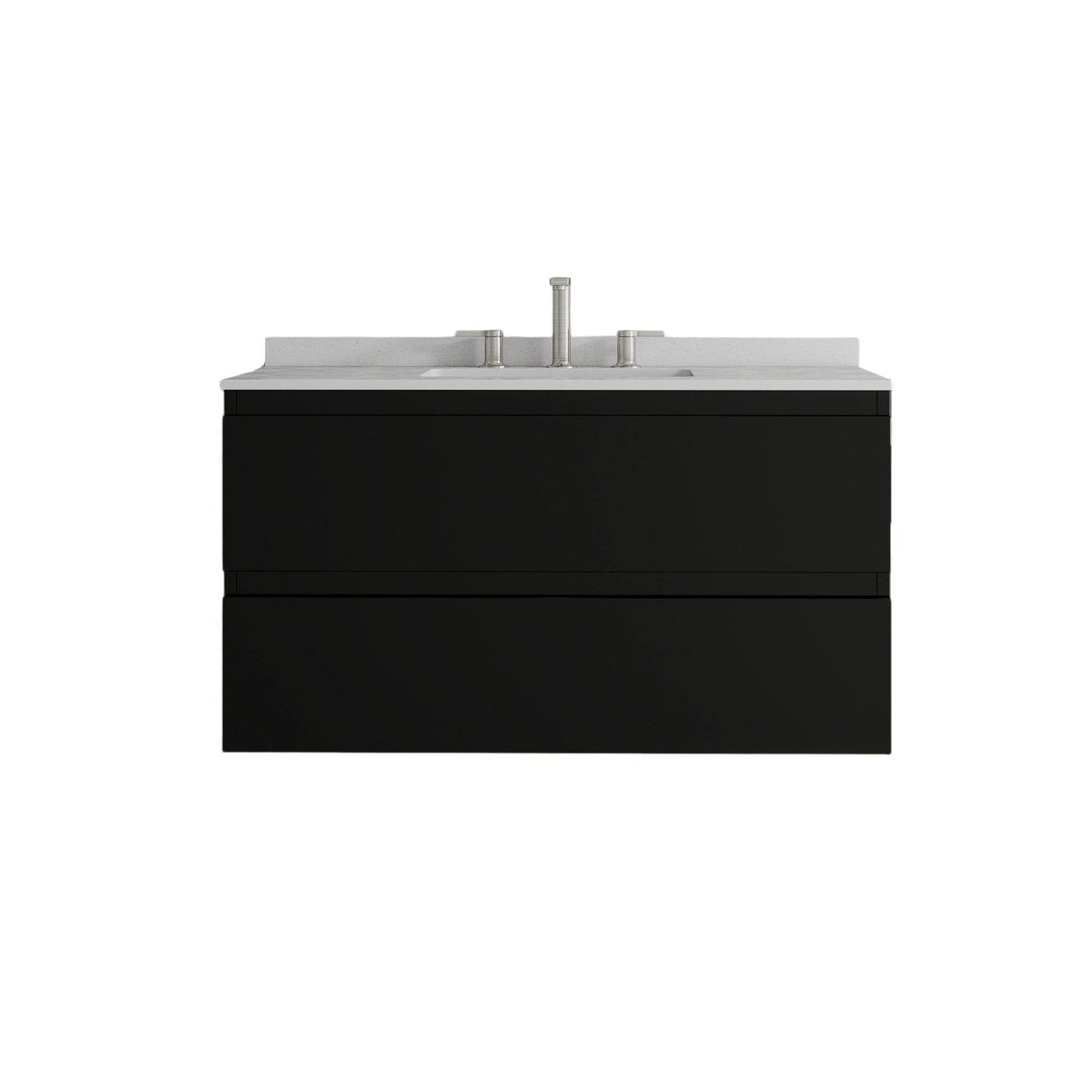 36" Black Wood Floating Bathroom Vanity With White Sink And Two Drawers - HomeRoots - Flyclothing LLC