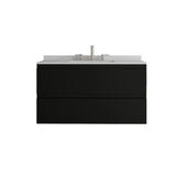 36" Black Wood Floating Bathroom Vanity With White Sink And Two Drawers - HomeRoots - Flyclothing LLC