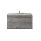 36" Gray Wood Floating Bathroom Vanity With White Sink And Two Drawers - HomeRoots - Flyclothing LLC