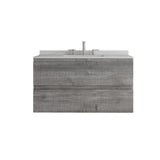 36" Gray Wood Floating Bathroom Vanity With White Sink And Two Drawers - HomeRoots - Flyclothing LLC