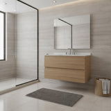 36" Brown Wood Floating Bathroom Vanity With White Sink And Two Drawers - HomeRoots - Flyclothing LLC