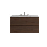 36" Brown Wood Floating Bathroom Vanity With White Sink And Two Drawers - HomeRoots - Flyclothing LLC