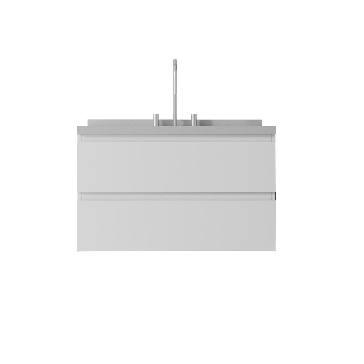 36" White Wood Floating Bathroom Vanity With Sink And Two Drawers - HomeRoots - Flyclothing LLC