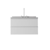 36" White Wood Floating Bathroom Vanity With Sink And Two Drawers - HomeRoots - Flyclothing LLC
