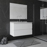 36" White Wood Floating Bathroom Vanity With Sink And Two Drawers - HomeRoots - Flyclothing LLC
