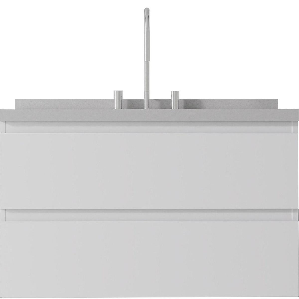 36" White Wood Floating Bathroom Vanity With Sink And Two Drawers - HomeRoots - Flyclothing LLC