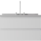 36" White Wood Floating Bathroom Vanity With Sink And Two Drawers - HomeRoots - Flyclothing LLC