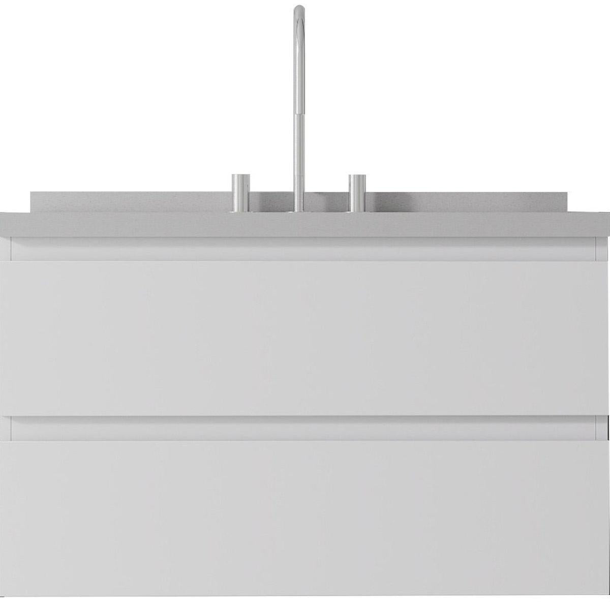 36" White Wood Floating Bathroom Vanity With Sink And Two Drawers - HomeRoots - Flyclothing LLC