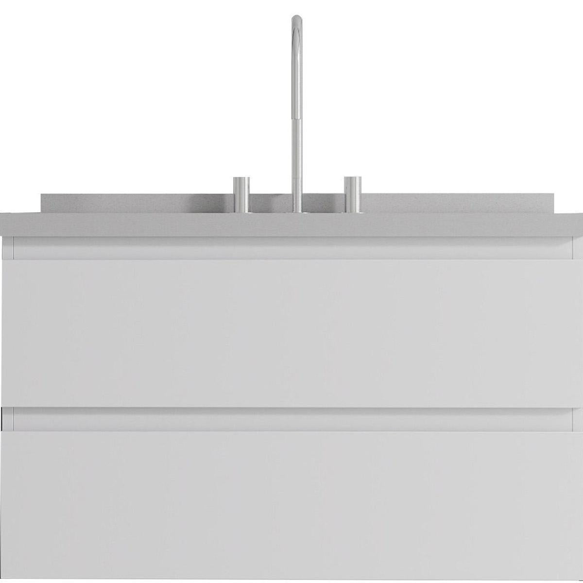 36" White Wood Floating Bathroom Vanity With Sink And Two Drawers - HomeRoots - Flyclothing LLC