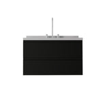 36" Black Wood Floating Bathroom Vanity With White Sink And Two Drawers - HomeRoots - Flyclothing LLC