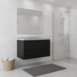 36" Black Wood Floating Bathroom Vanity With White Sink And Two Drawers - HomeRoots - Flyclothing LLC