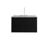 36" Black Wood Floating Bathroom Vanity With White Sink And Two Drawers - HomeRoots - Flyclothing LLC