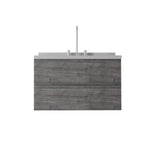 36" Gray Wood Floating Bathroom Vanity With White Sink And Two Drawers - HomeRoots - Flyclothing LLC