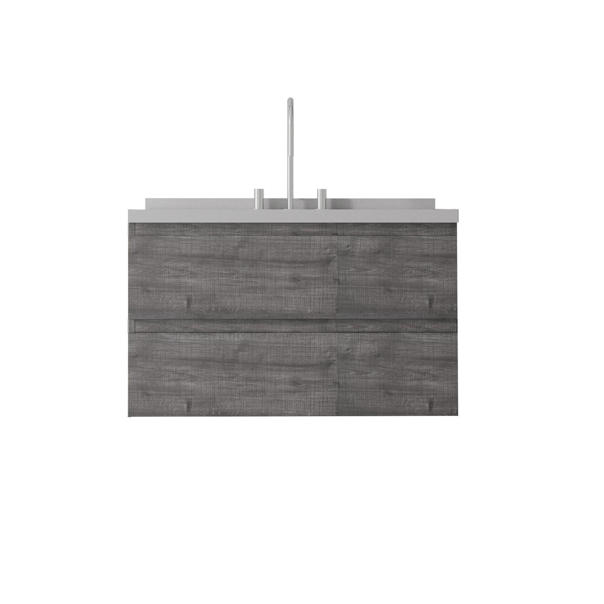 36" Gray Wood Floating Bathroom Vanity With White Sink And Two Drawers - HomeRoots - Flyclothing LLC