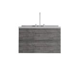 36" Gray Wood Floating Bathroom Vanity With White Sink And Two Drawers - HomeRoots - Flyclothing LLC