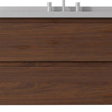 36" Brown Wood Floating Bathroom Vanity With White Sink And Two Drawers - HomeRoots - Flyclothing LLC