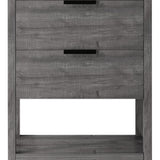 24" Gray Wood Freestanding Bathroom Vanity With White Sink And Two Drawers - HomeRoots - Flyclothing LLC