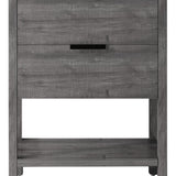 24" Gray Wood Freestanding Bathroom Vanity With White Sink And Two Drawers - HomeRoots - Flyclothing LLC